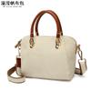 Bolsa feminina casual bolsa de lona impermeável bolsa crossbody com primeira camada de couro genuíno bolsa de ombro de cor sólida transbordando