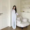 Pijama para mujer con almohadillas en el pecho, algodón puro, primavera y otoño, estilo coreano ins, puro y deseable, manga larga, pantalón largo, se puede usar fuera, conjunto para estar en casa
