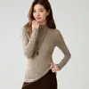 Design de rosa~Suéter de lã com gola redonda feminino malha fina ultrafino levemente transparente sexy slim-fit suéter pullover malharia