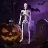 Figura de esqueleto brillante para Halloween 90cm, puede pararse, articulaciones ajustables, decoración de lugar, decoración de ambiente