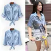 Chaqueta vaquera corta de manga corta para mujer estilo coreano, abrigo vaquero fino corto ajustado