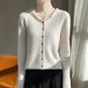 Outono 2026 Novo Suéter de Tricô Feminino Moletom com Capuz Top de Gola V Peça Única Cardigã com Capuz Jaqueta