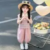 Conjunto para Niñas 2026 Nuevo Estilo Moda Coreana Infantil Elegante Conjunto de Dos Piezas Rayado Rosa para Niñas Pequeñas Ropa de Verano
