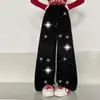 Pantalones Curvos de Cielo Estrellado Nuevos para Niñas Primavera 2026, Pantalones de Pierna Ancha con Pedrería Brillante para Niñas, Pantalones Deportivos Sueltos para Niños Mayores