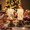 Luz de noche de árbol de Navidad vela Decoración navideña nieve cayendo caricatura bola de cristal lámpara adorno creativo