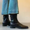 Primer Encuentro Botines Ji Fangtou, Tacón Grueso Popular, Forro de Felpa, Botas Adelgazantes que Aumentan la Altura, Botas de Otoño/Invierno, Nuevo Modelo 2026