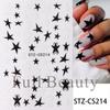 BELLEZA COMPLETA Pegatinas Nuevas Transfronterizas para Arte de Uñas Ins Simples Estrella de Cinco Puntas Blanco y Negro Rosa Pegatinas para Arte de Uñas de Estrella