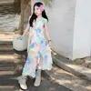 Vestido de Verano para Niñas 2026 Nuevo Casual Estilo Coreano Vestido Chaleco Floral para Niños Mayores Tendencia Transfronteriza