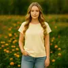 Camiseta de Manga Corta de Algodón Puro 160g, Nueva Primavera Transfronteriza 2025, para Mujer, Holgada y Cómoda, Casual Diario, Top de Cuello Redondo