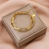 Nova Pulseira de Aço Titânio Europeia e Americana de Venda Quente Feminina Estilo ins Personalizada Moderna Resistente à Cor Pulseira Anti-desbotamento Banhada a Ouro