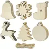 30 Enfeites de Árvore de Natal de Madeira em 6 Formatos Diferentes, Artesanato DIY, Etiquetas de Presente e Penduricalhos para Decoração de Árvore de Natal