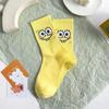 Calcetines para Mujer con Caras Sonrientes, Calcetines Casuales de Dibujos Animados de Media Pantorrilla para Estudiantes Varones, Calcetines de Algodón Ins Bob Esponja Lindos de Pareja Divertidos