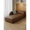 Chaise longue de lujo subsidiado para balcón, dormitorio, sofá perezoso de cuero, tumbona de belleza de hotel, silla de celebridad de internet, color toffee, algodón