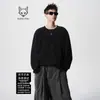 Camiseta de manga larga negra con cuello redondo moderna para hombre, estilo coreano, nicho, versátil, genial, sudadera cómoda, novedad 2025