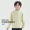 Camiseta térmica infantil de fleece, venda direta da fábrica, para outono e inverno, com meio zíper, 7A antibacteriana, gola alta, costura sem costura, atacado