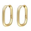 Estilo europeo y americano temperamento personalidad simple hebilla de oreja oro real 18K cobre circonio aro liso estilo ins pendientes artísticos para mujer