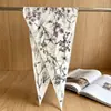 Lenço de Seda Twill com Padrão de Diamante, Versátil, para Mulheres, Seda de Amora, Lenço de Pescoço para o Dia a Dia de Luxo Leve, Coleção de Lenços Longos Estampados Vintage