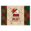 Amazon Transfronterizo Nuevo Navidad Lino Cuadros Rojo y Verde Muñeco de Nieve Letras Estampado Simple Lino Manteles Individuales de un Solo Lado