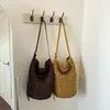 Transfronterizo 2026 Verano Nuevo Tejido a Mano Moda Versátil Bolso Gran Capacidad Paja Hombro Axila Bolso Cubo