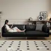 Sofá de Cuero Vintage, Estilo Minimalista de Lujo Ligero Italiano, Adecuado para Sala de Estar, Recepción, Apartamento de Alquiler, Espacio Pequeño, Sofá Recto Casual de Tres Plazas