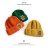 Gorro infantil de hermano gato, nuevo y bonito gorro de punto de oso, para bebés, masculinos y femeninos, de color liso, con bridas, moderno gorro de lana.