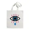 Bolso de Lona Estampado Ojo Turco Azul Bolso de Hombro Bolso Plegable Bolso Tote Bolso de Compras Comercio Exterior