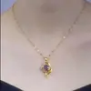 Collar en Forma de Corazón para Mujer, Lujo Ligero, Nicho, Sencillo y Moderno, Colgante de Corazón Morado, Cadena Versátil para la Clavícula, Accesorio para Transmisión en Vivo en Stock
