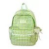 Mochila Fresca e Artística Estilo Floresta com Renda e Xadrez, Mochila Escolar para Meninas Jovens Energéticas e Estudantes