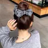 Pinza para el pelo gris de alta gama para verano con lazo grande, accesorio para el pelo no dañino para peinados de moño