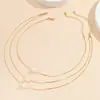 Joyería Transfronteriza Europea y Americana Collar con Colgante de Perlas de Imitación Multicapa Francés Cadena Fina Geométrica Collar Hueso de Serpiente