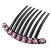 Grampo de Cabelo Lateral com Strass Estilo Coreano para Mulheres Adultas, Pente Grande de Sete Dentes Fashion para Penteado Alto, Presilha Lateral Vintage com Strass