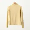 Camisa de base outono e inverno Camisa de base de veludo Mu Si gola semi alta roupa íntima feminina de outono top quente de manga comprida estilo ocidental com forro de fleece