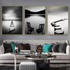 Lujo ligero HD paisaje de lago triple blanco y negro pintura en aerosol para hotel pared de fondo de sofá creativa pintura decorativa para hotel