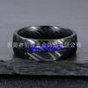 Europa y Estados Unidos venta caliente transfronteriza anillo eléctrico de acero inoxidable negro 8 mm acero de caballo resistente a la corrosión patrón de martillo incrustado con grava azul galaxia personalidad