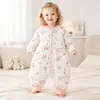 Saco de dormir acolchado de algodón y seda de morera con piernas separadas de 120 g para bebés y niños pequeños, edredón anti-patadas puro para niños de otoño e invierno, saco de dormir de manga larga para bebé