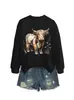 Amazon eBay sitio independiente moda casual versátil mujer patchwork floral manga larga sudadera comercio exterior transfronterizo