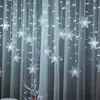 Luces de cortina de copo de nieve LED, luces de carámbano, luces de estrella, luces festivas navideñas, guirnaldas de luces para decoración de escaparates (Interfaz USB, sin batería)