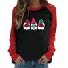 Camiseta Top Europea y Americana LOVE Tres Enanitos Anciano Estampada Día de San Valentín Manga Larga Raglán Pareja Mujer