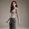 Conjunto de Dos Piezas de Terciopelo Plus de Alta Calidad para Fitness Cuello Alto Manga Larga Cremallera Cárdigan Falda Pantalón Irregular con Cordón Falso de Dos Piezas para Mujer Otoño