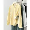 Camisa para ir al trabajo para mujeres de talla grande, top elegante arrugado, nuevo estilo de otoño, talla grande, elegante camisa de manga larga con encaje 0723