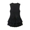 Vestido de Mujer con Efecto Textura Gamuza, Elegante, con Capas Decorativas, Estilo Europeo y Americano, Nuevo para Otoño e Invierno, Transfronterizo