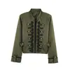 Chaqueta Vintage de Cuello Alto Corto con Decoración de Hebilla Metálica para Mujer, Chaqueta Cardigan Decorada con Nudo de Color Contrastante