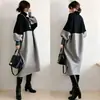 Em Estoque Estilo Japonês Outono/Inverno 2026 Novo Suéter de Gola Alta Solto Vestido Suéter com Color-Blocking Moda e um Toque de Luxo