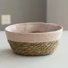 Cesta de Flor de Palha Feita à Mão Balde Abraço Conjunto Cesta Decoração de Mesa Ornamento Rattan Cesta de Armazenamento de Plantas Verdes Cesta de Flores para Madrinha