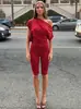 Conjunto sexy de top de hombros descubiertos estilo europeo y americano y shorts ajustados para mujer, moda otoño 2026, conjunto de dos piezas adelgazante, venta al por mayor para exportación