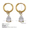 Pendientes Europeos y Americanos de Acero Inoxidable Nuevos Pendientes de Flor de Cuatro Hojas Elegantes Simples Versátiles Pendientes de Estrás de Gama Alta Joyería