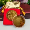 Moneda de la Suerte del Año de la Oveja 2027 Bolsa de Terciopelo, Moneda de la Suerte, Moneda Conmemorativa con Lámina de Oro, Regalo para Saludos de Año Nuevo y Buen Comienzo