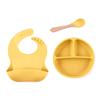 Louça Infantil de Silicone Transfronteiriça Conjunto Completo de Prato Infantil Dividido Babador Tigela para Alimentos Colher para Alimentação Copo com Canudo