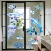 Pegatinas Electrostáticas Transparentes para Vidrio de Vida Marina Azul Océano de Verano Transfronterizas para Centros Comerciales y Oficinas Decoración de Pegatinas Electrostáticas para Ventanas
