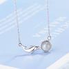 Collar Colgante de Cristal de Fresa Rosa Estilo Japonés y Coreano Moda Delfín Elegante Piedra Lunar Cadena Corta para Clavícula